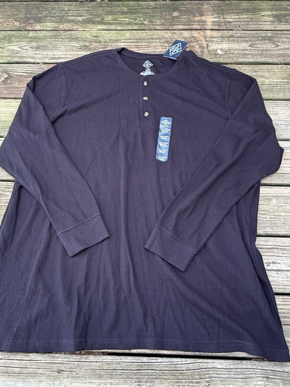 St. John's Bay 5XLT Men's Long-Sleeve Ribbed Henley - Black New Big & Tall